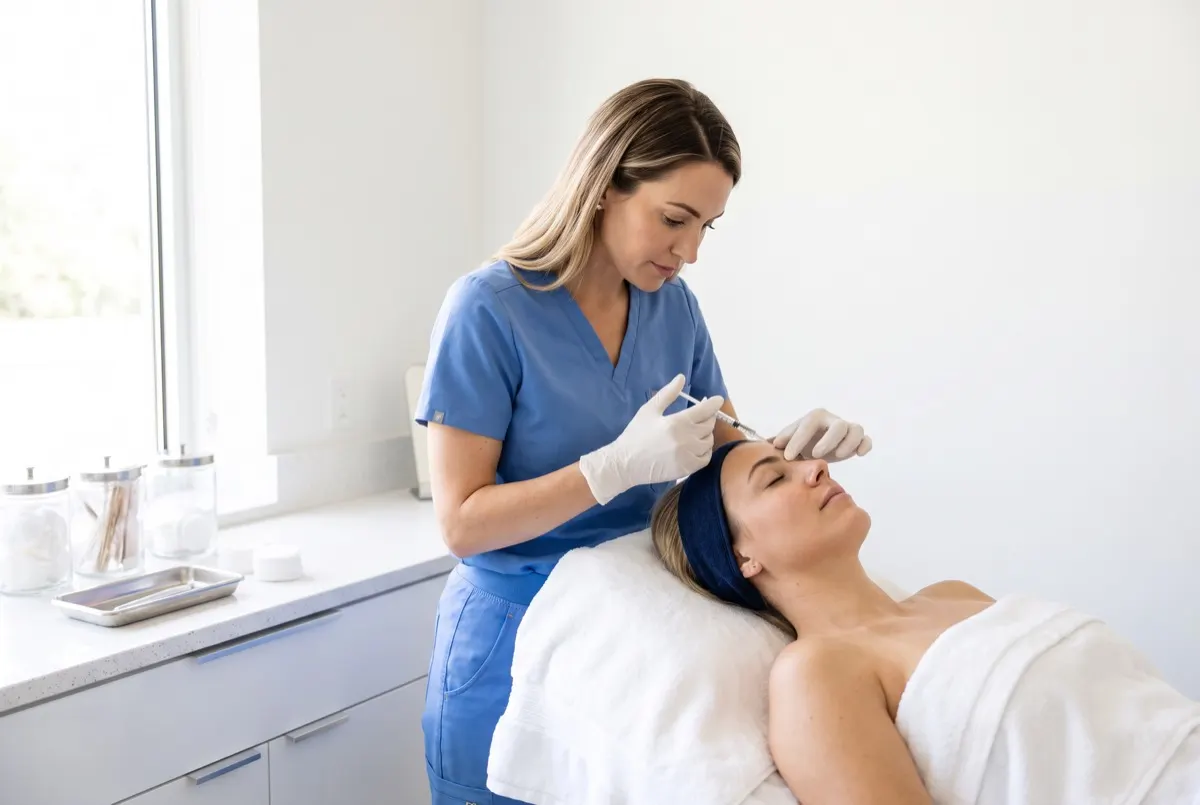 Preparación para una inyección facial en un med spa