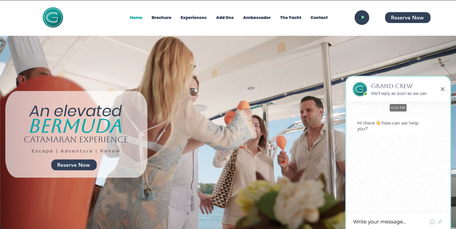 Grand Crew Charters website designed by Let's Be Marketing