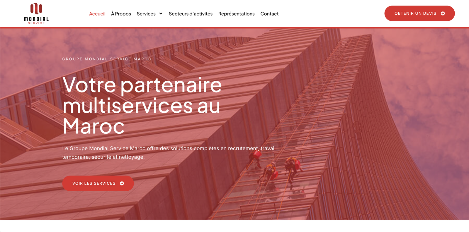 Mondial Service website designed by Let's Be Marketing